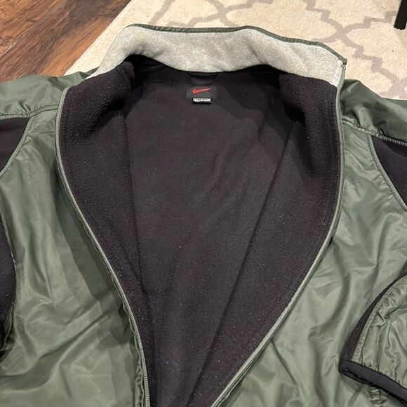 VTG 90s Nike Fleece lined with fleece sleeves army green jacket size L in EUC - Picture 5 of 10